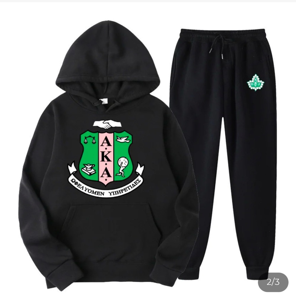AKA Black Hoodie and Sweatpants Set